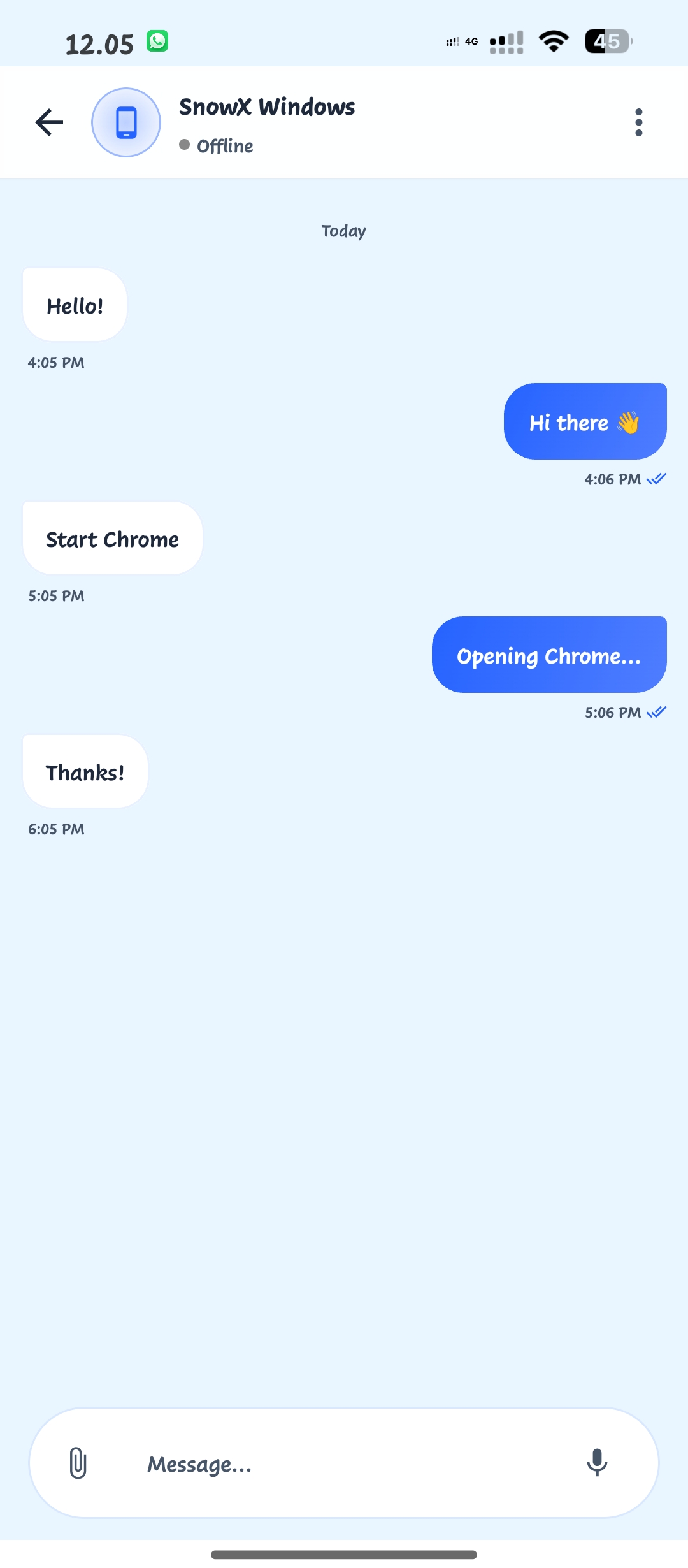 SnowX Mobile Remote Desktop Device Control Conversation