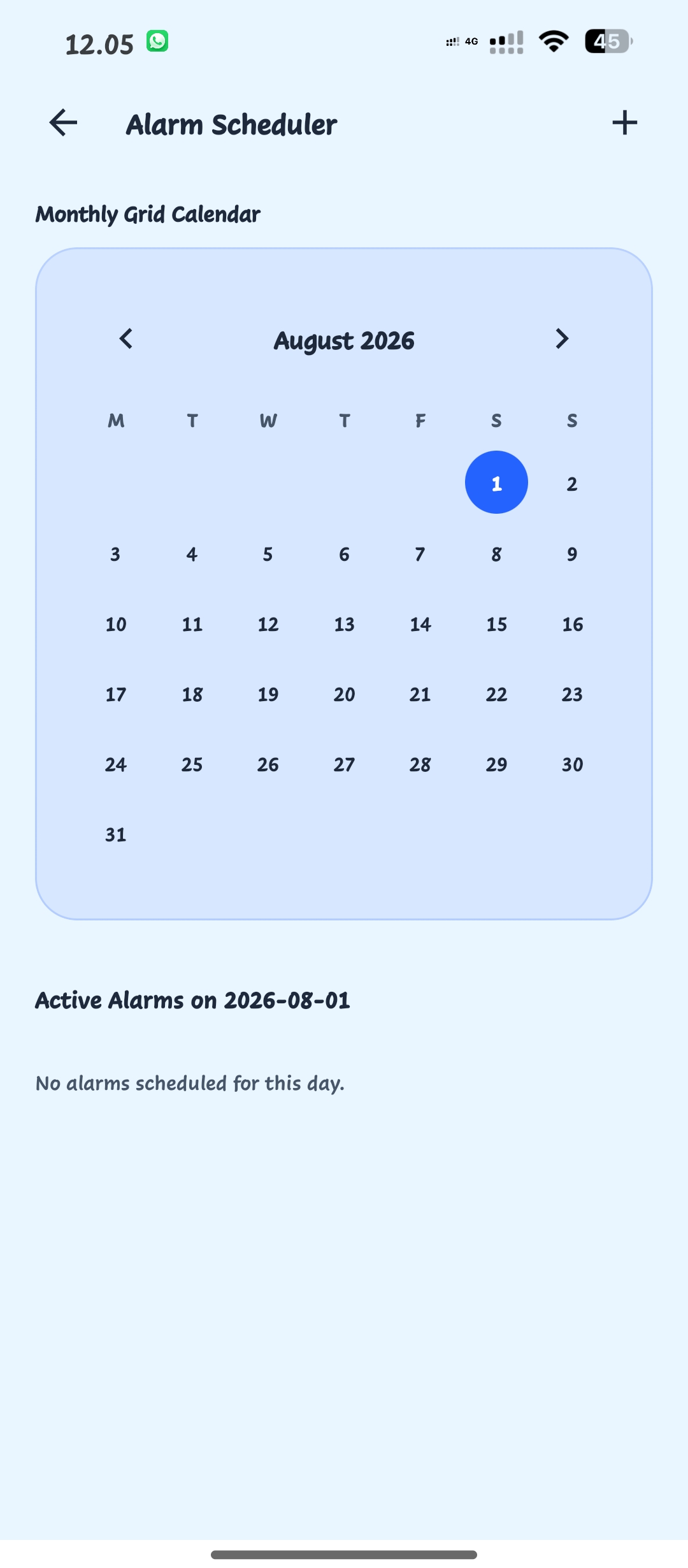 SnowX Mobile Alarm Scheduler & Personal Calendar Interface