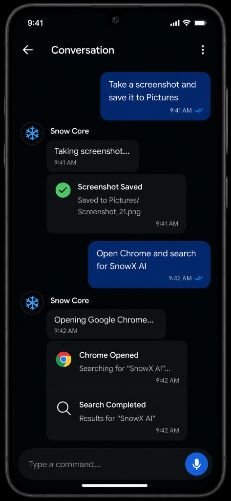 Snow Core Mobile Conversation Screen